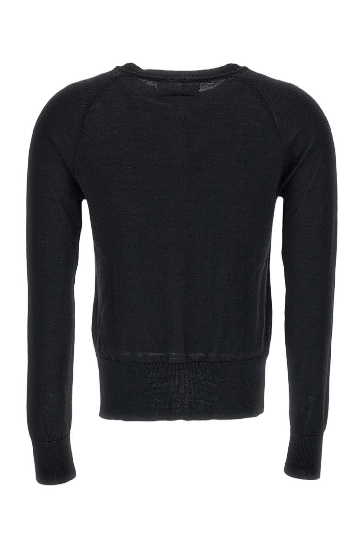 Simone Rocha Black Turbo Crystal Embellished Merino Silk Cardigan