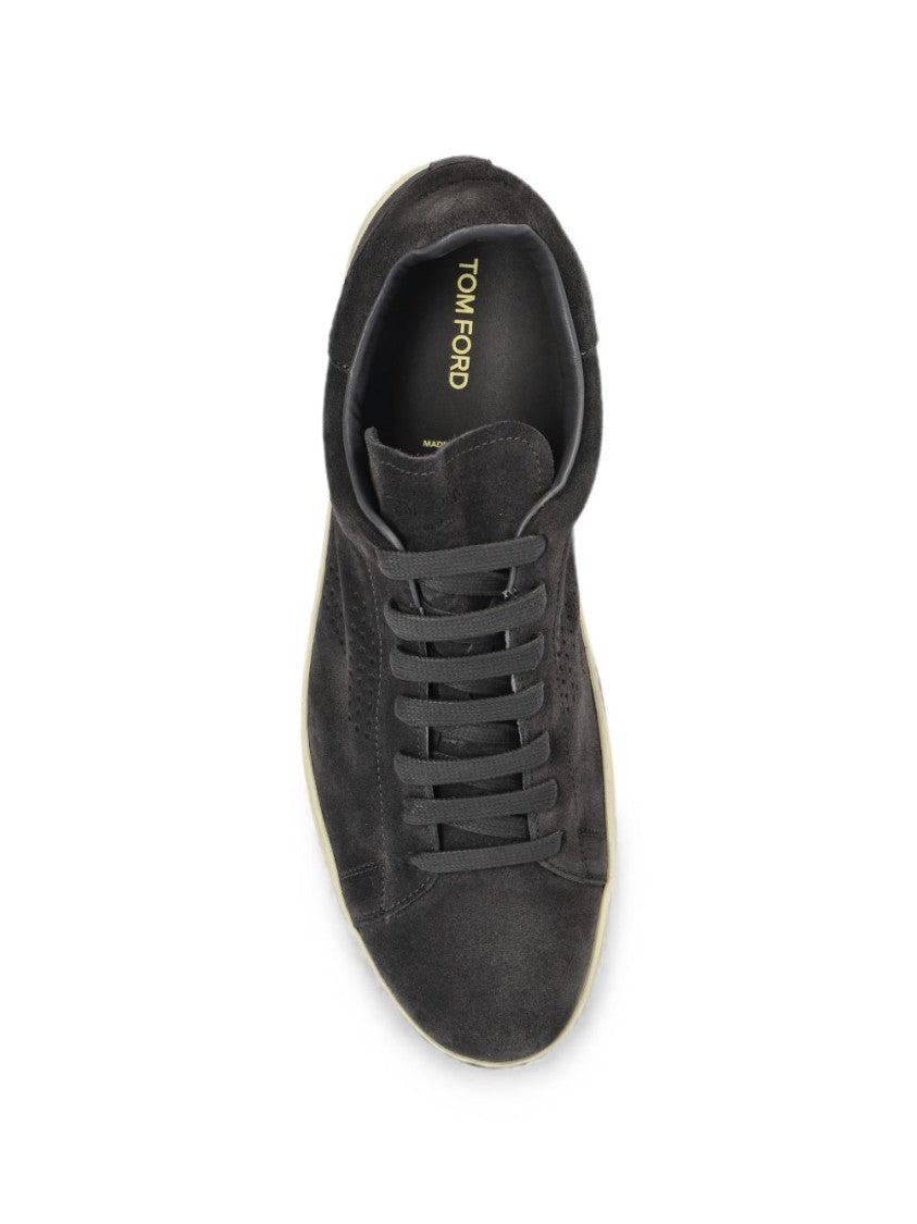 Tom Ford Black Suede Low-Top Contrasting Sneakers