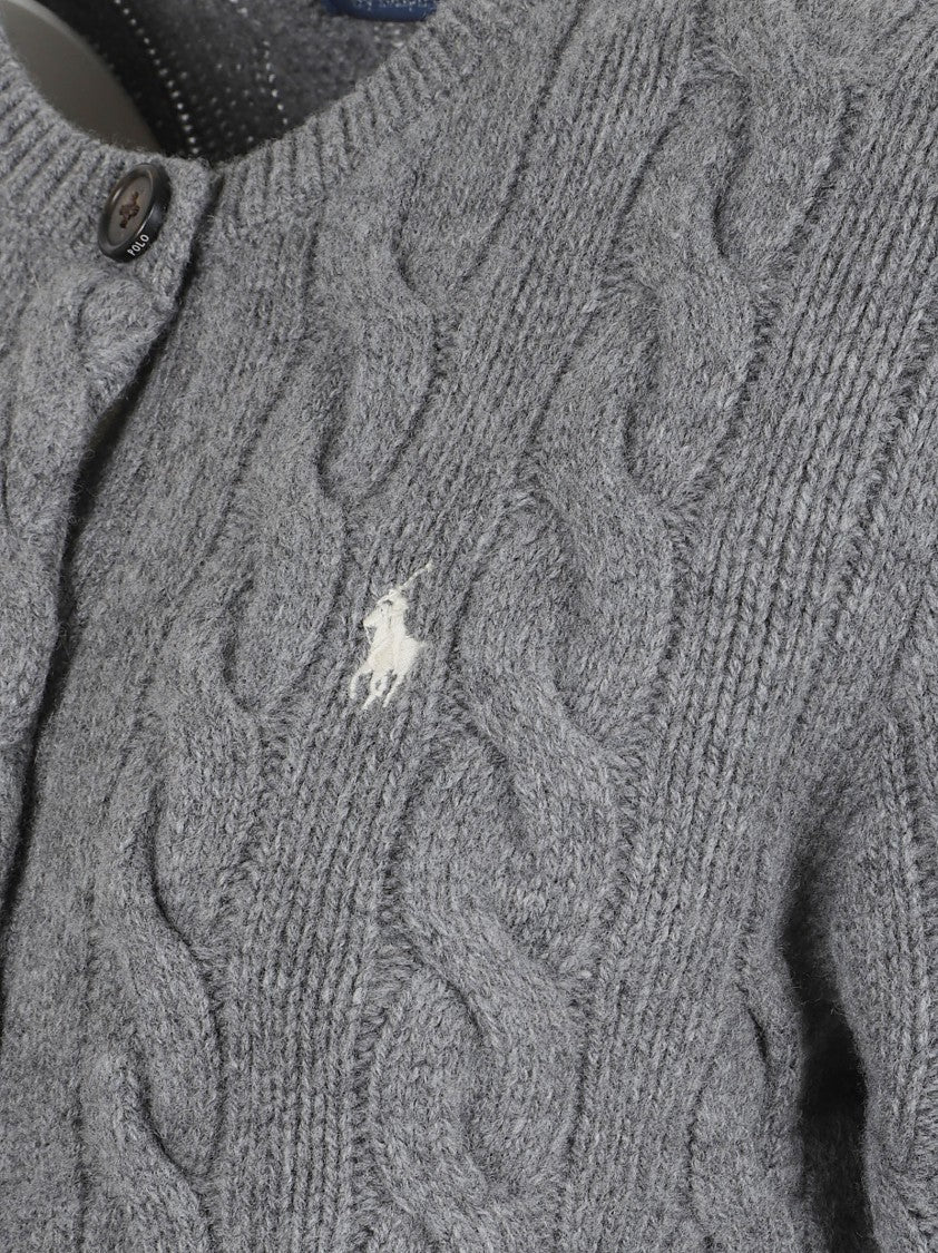 Polo Ralph Lauren Cable-Knit Cardigan In Grey Italian Wool