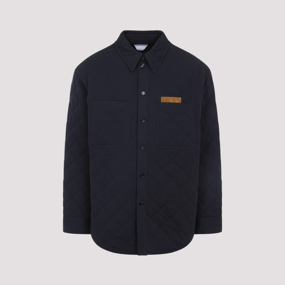 Bottega Veneta Quilted Black Shirt Jacket With Pointed Collar