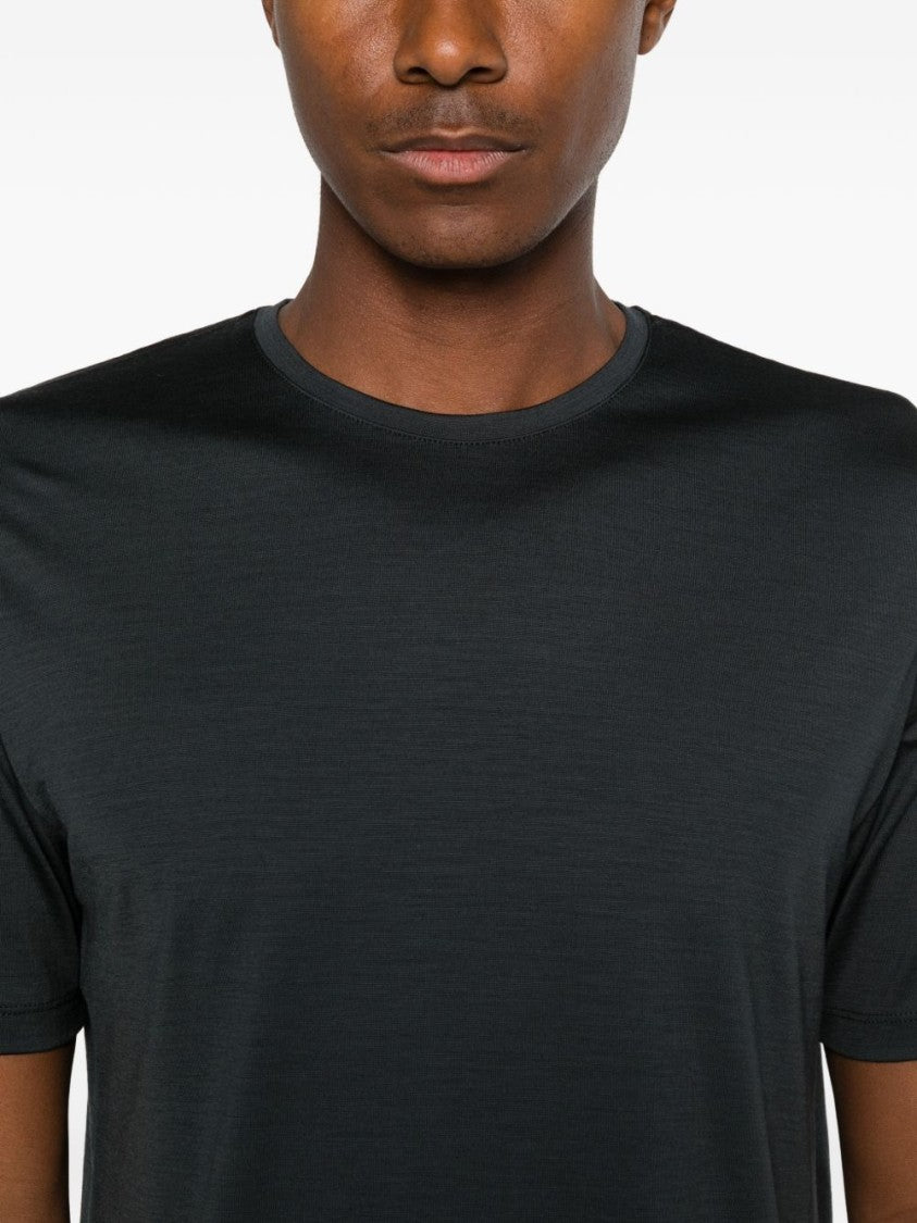 Montecore Petrol Blue Slub Texture T-Shirt With Minimalist Design