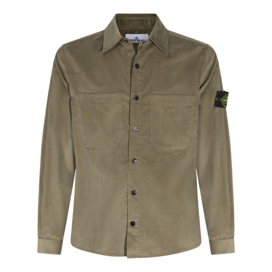 Stone Island Brown Textured Casual Shirt With Button-Up Design