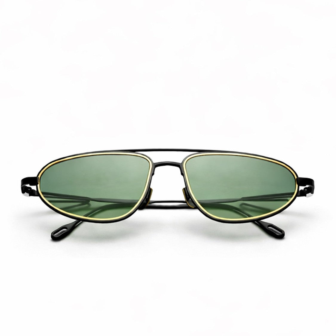 Capote Eyewear Satin Black C009 Paper Clip Titanium Rectangular Sunglasses