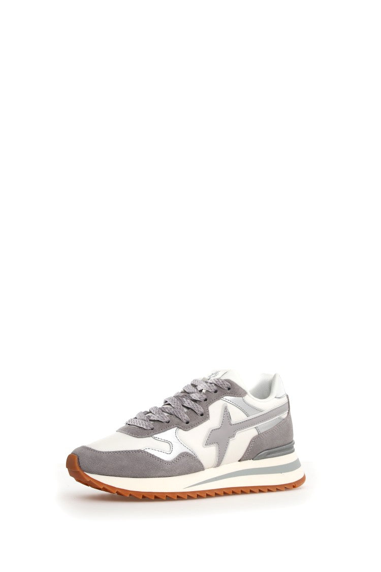 W6yz Grey Technical Fabric Sneakers Animal Print