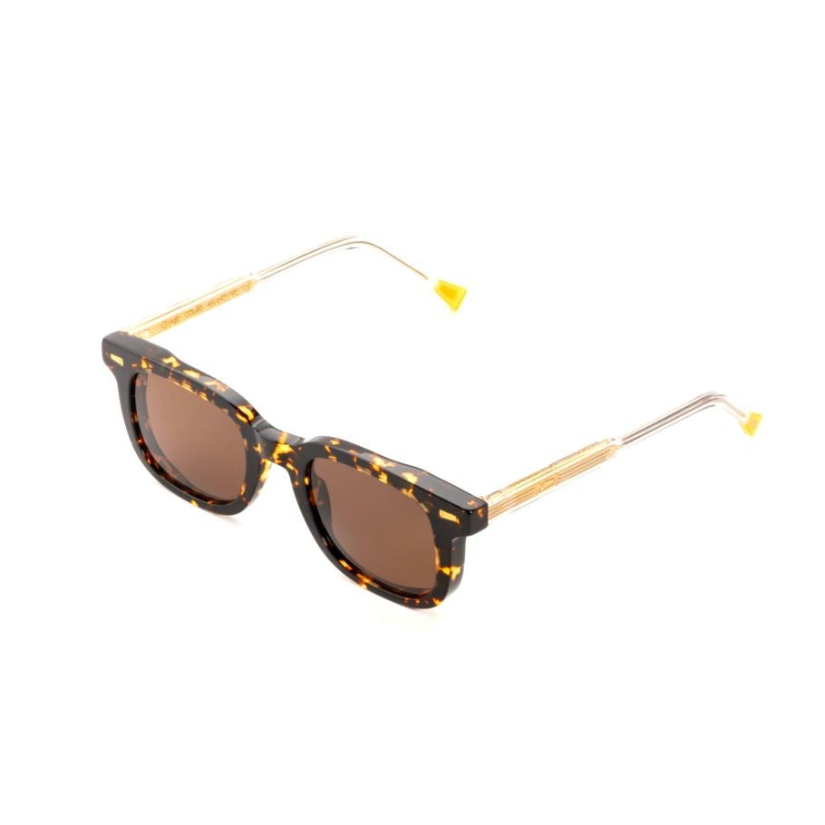 Kyme Chase2 Bold Square Frame Tortoiseshell Sunglasses With Metallic Temples