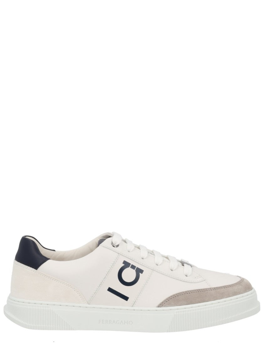 Ferragamo Gancini Suede Accent Low Sneakers