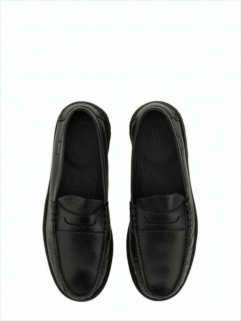 Paraboot Textured Leather Loafers With Moccasin Toe Design