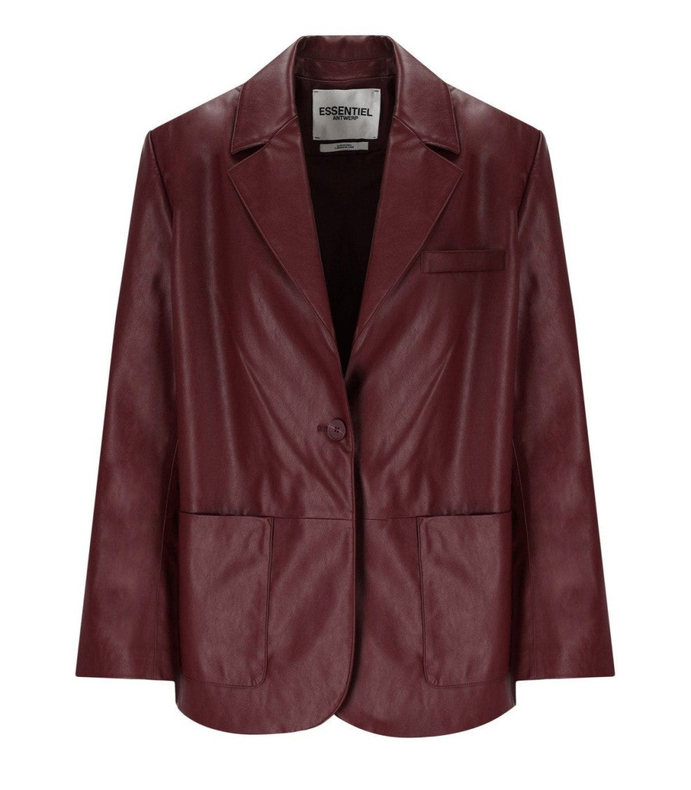 Essentiel Antwerp Idrey Burgundy Single Breasted Blazer