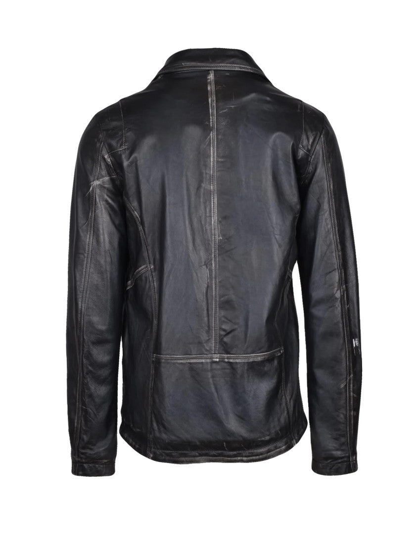 Wlg By Giorgio Brato Biker Jacket With Asymmetrical Zip And Structured Collar