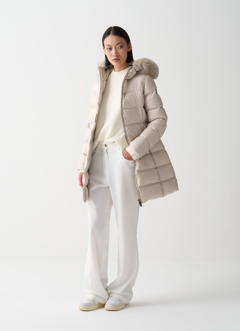 Colmar Originals Long Puffer Coat With Synthetic Fur Trim