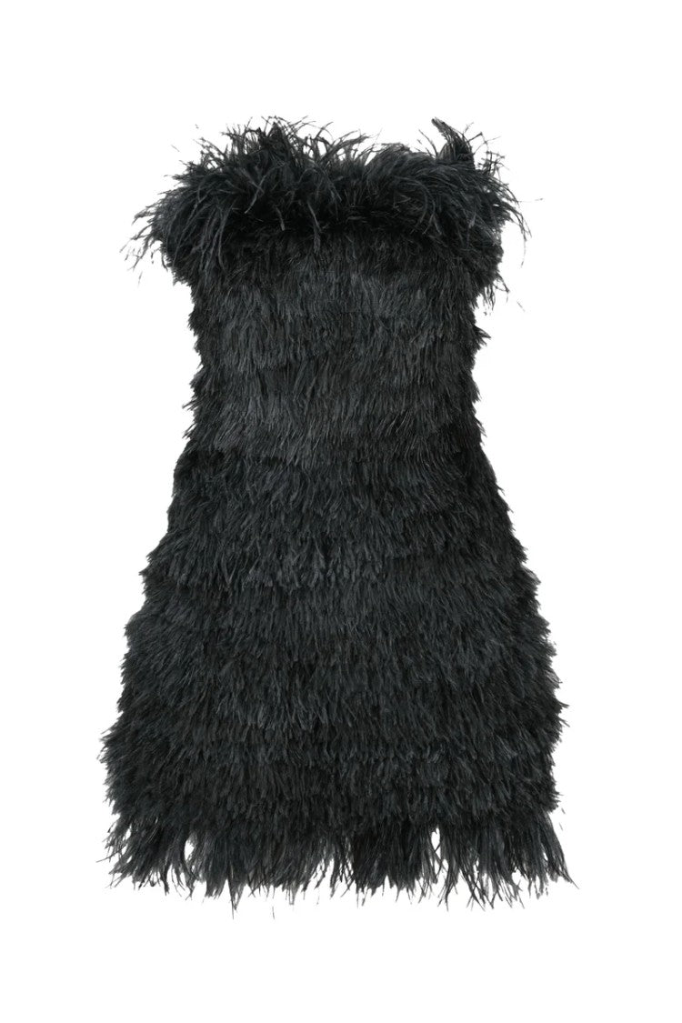 Sportmax Dress With Ostrich Feathers - Black