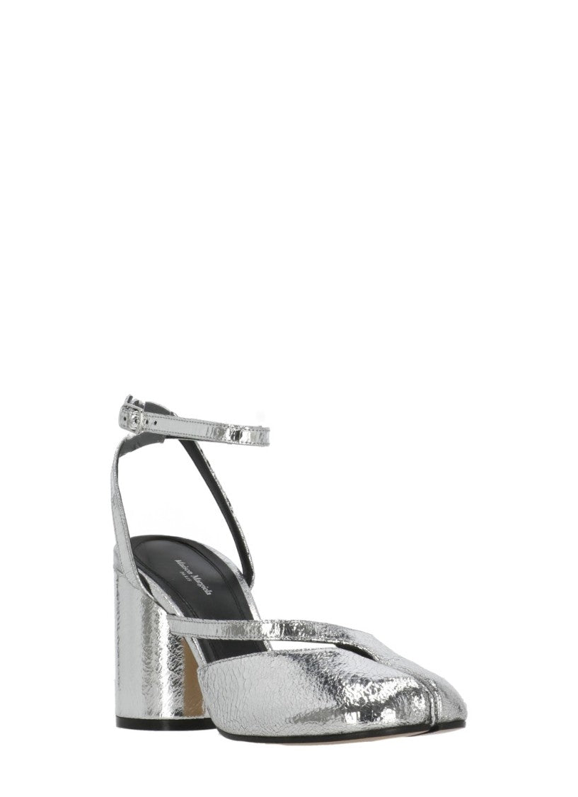Maison Margiela Silver Tabi Ankle Strap Pumps