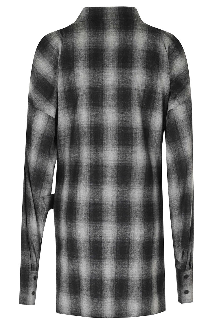 Iro Narissa Grey Checkered Draped Mini Dress