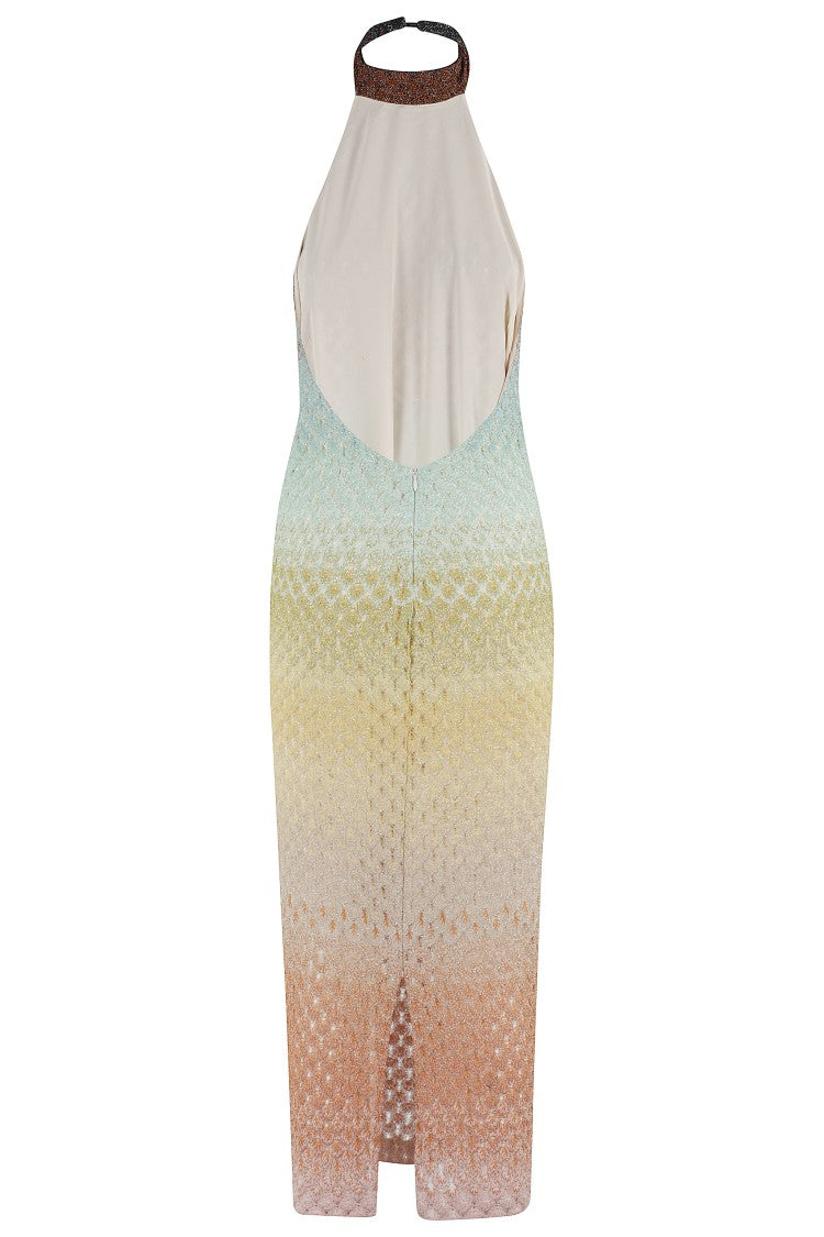 Missoni Degradè Embroidered Midi Dress With Halter Neckline