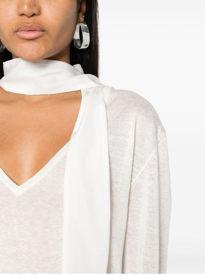 Fabiana Filippi Knit Sweater With Bow Detail And Linen-Silk Blend