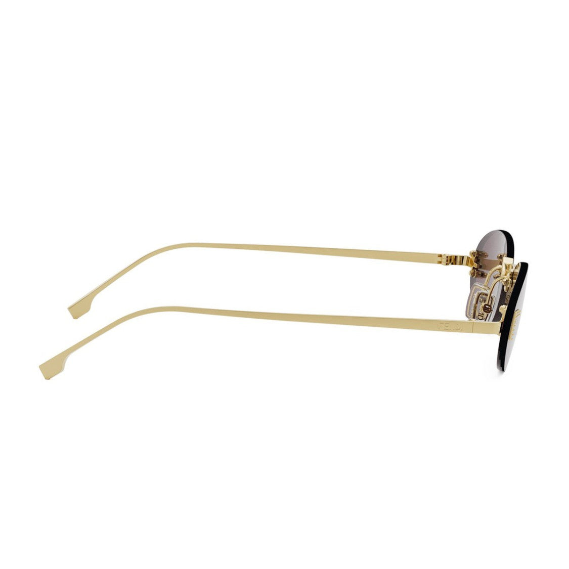 Fendi Gold First Crystal Fe4075us Oval Rimless Metal Sunglasses