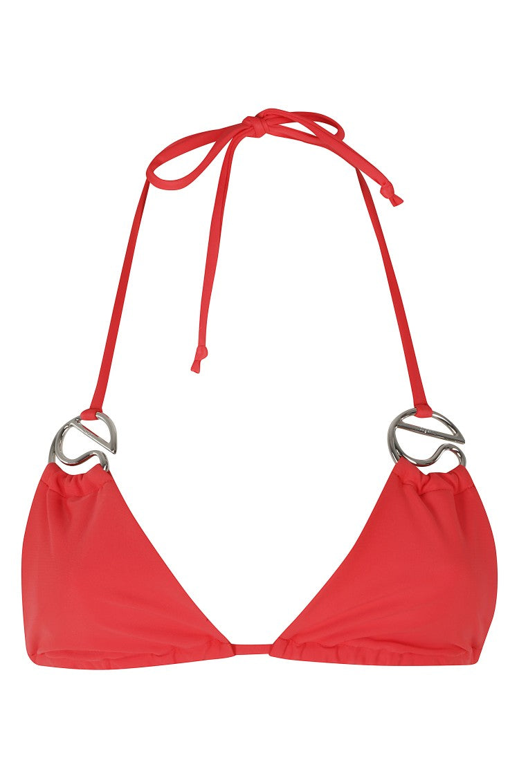 Coperni Red C Logo Metallic Triangle Polyamide Bikini