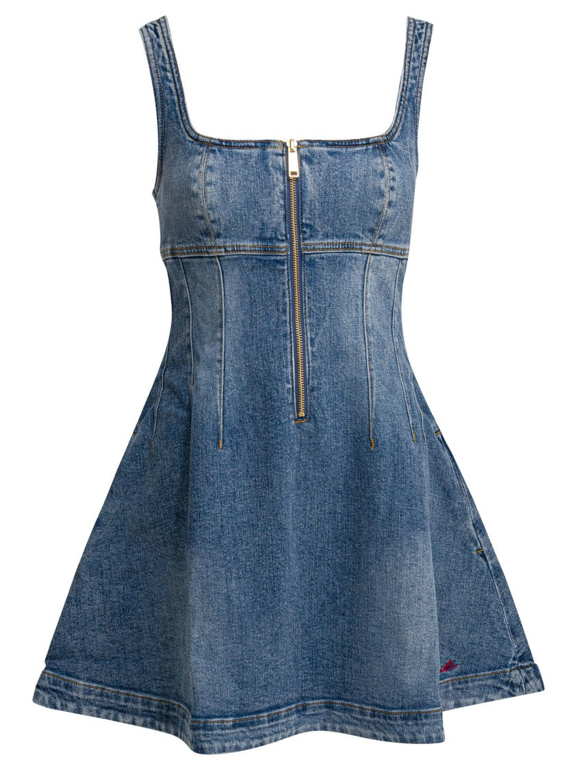 Self-Portrait Denim Flared Dress