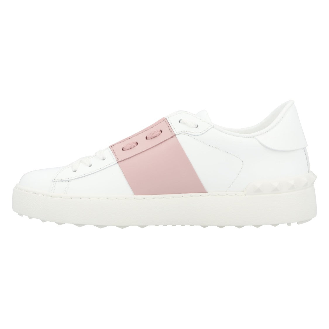 Valentino Calfskin Sneakers With Contrasting Band And Rubber Studs