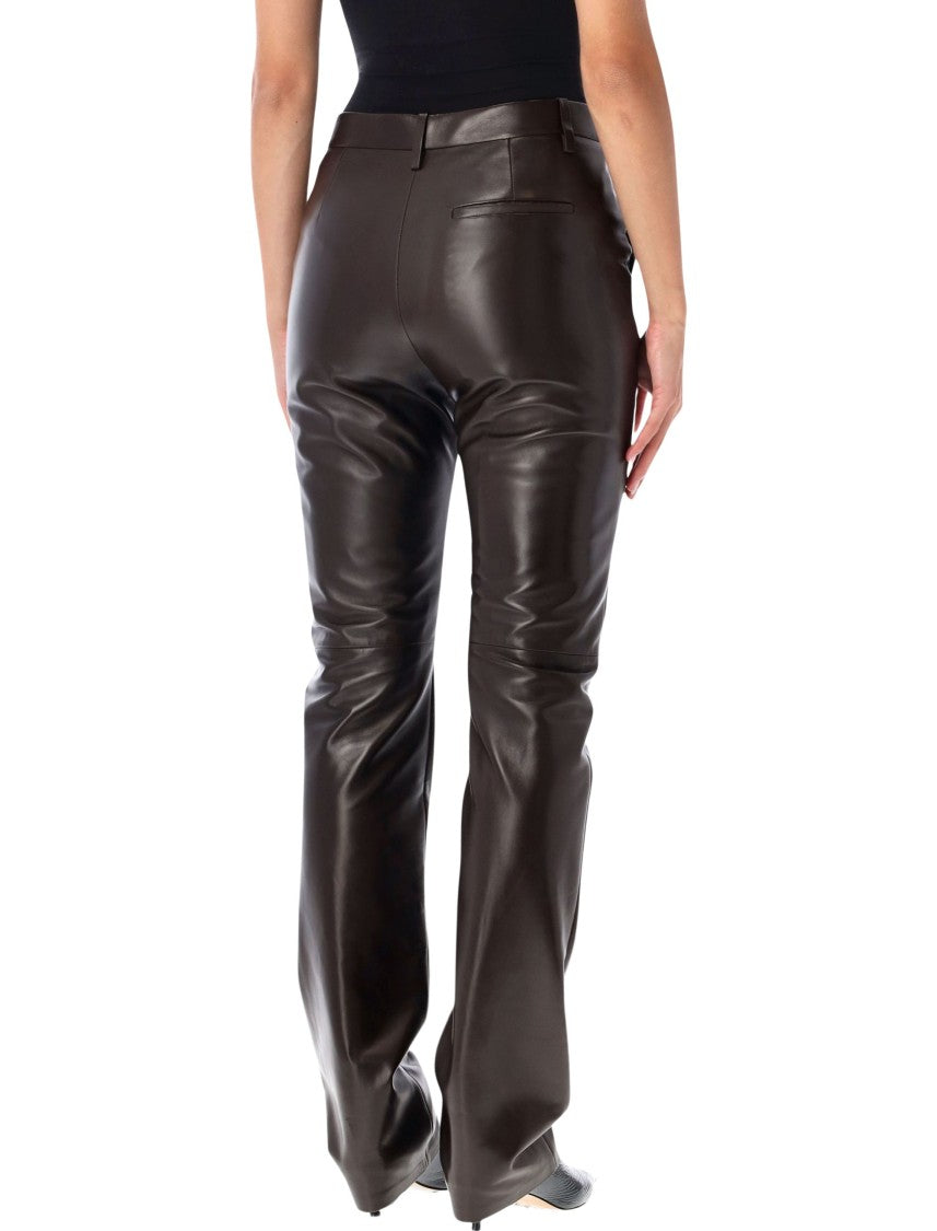Polo Ralph Lauren Tailored Leather Pants With Gradual Flare