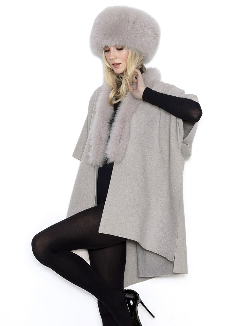Nima 1708 Shadow Fox And Rex Rabbit Fur Hat - Grey