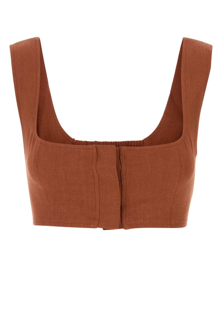 Le Kasha Brick Linen Jirja Crop-Top