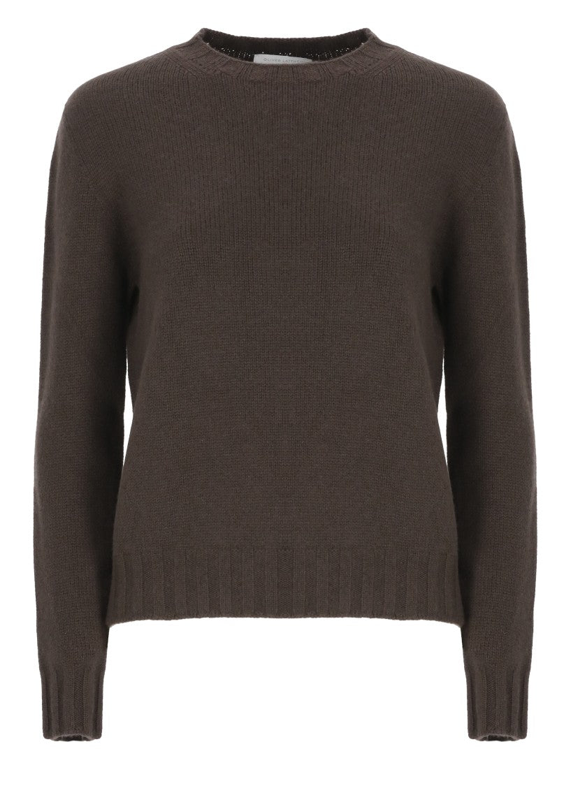 Oliver Lattughi Brown Cashmere Crew Neck Sweater