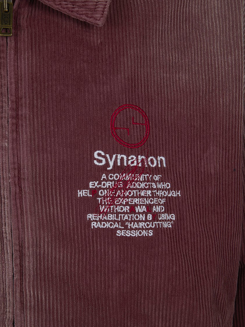 Paly Brown Corduroy Jacket With Embroidered Design