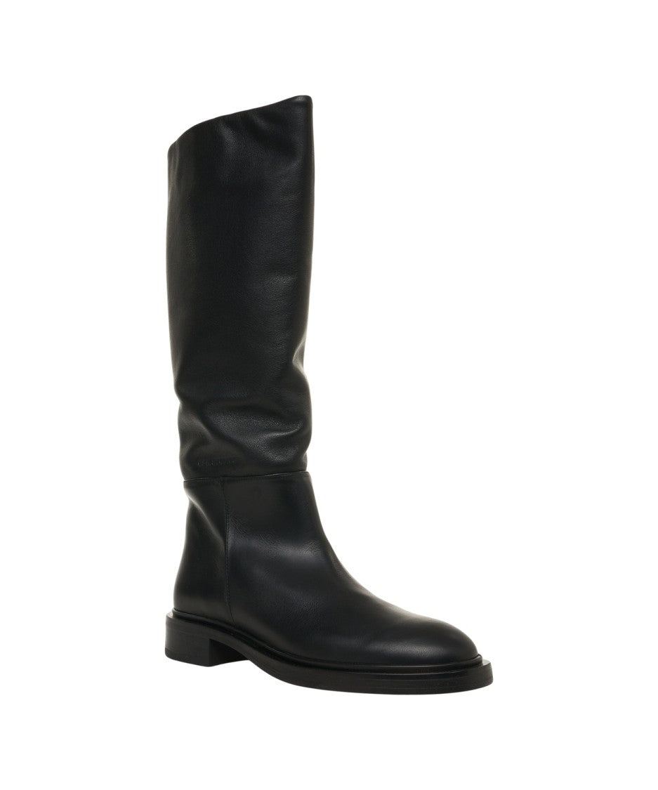 Copenaghen Knee-High Black Leather Copenaghen Boots With Minimalist Design