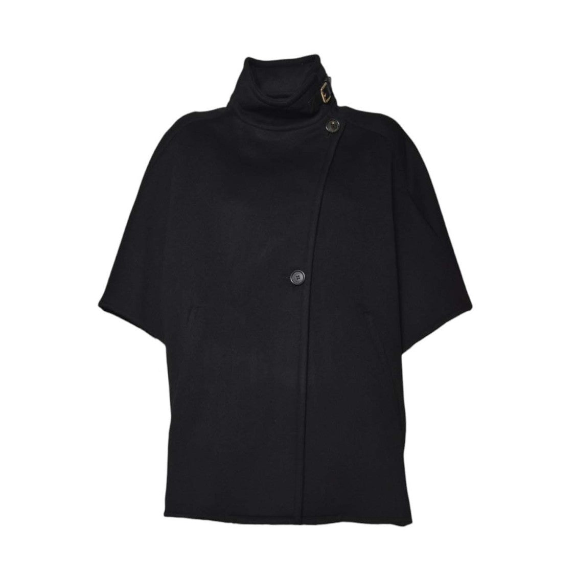 Max Mara Relaxed Black Cashmere Coat With High Collar And Wide Sleeves