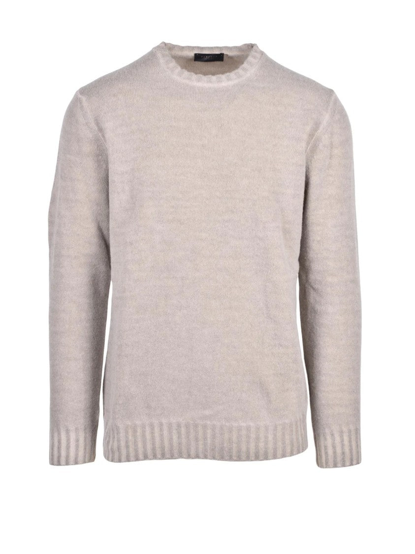 Out/Fit Fine-Knit Crewneck Pullover With Ribbed Detailing