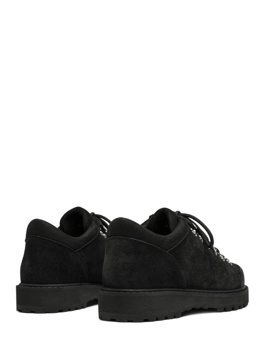 Diemme Black Minimalist Suede Laced-Up Shoes