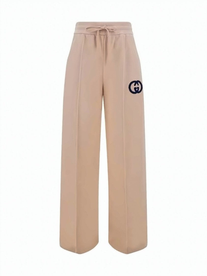 Gucci Wide-Leg Jogger Pants With Drawstring Waistband And Embroidered Logo
