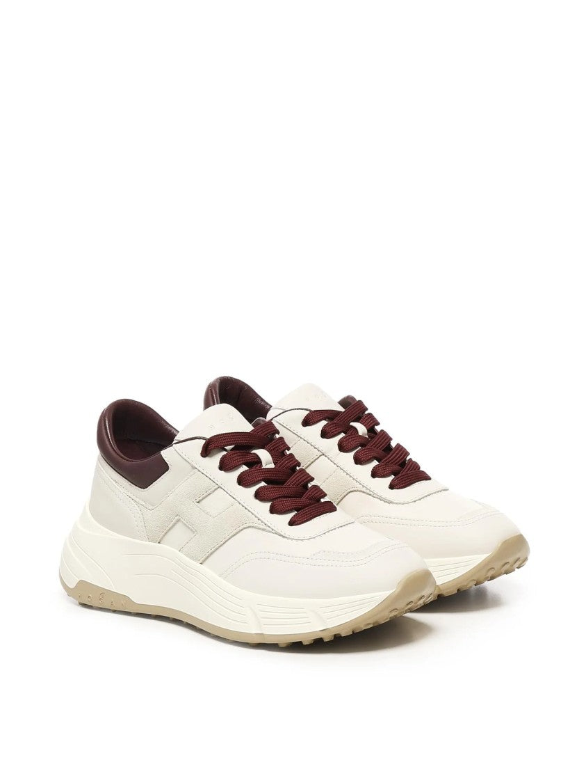 Hogan Contemporary Ivory And Burgundy Sneakers