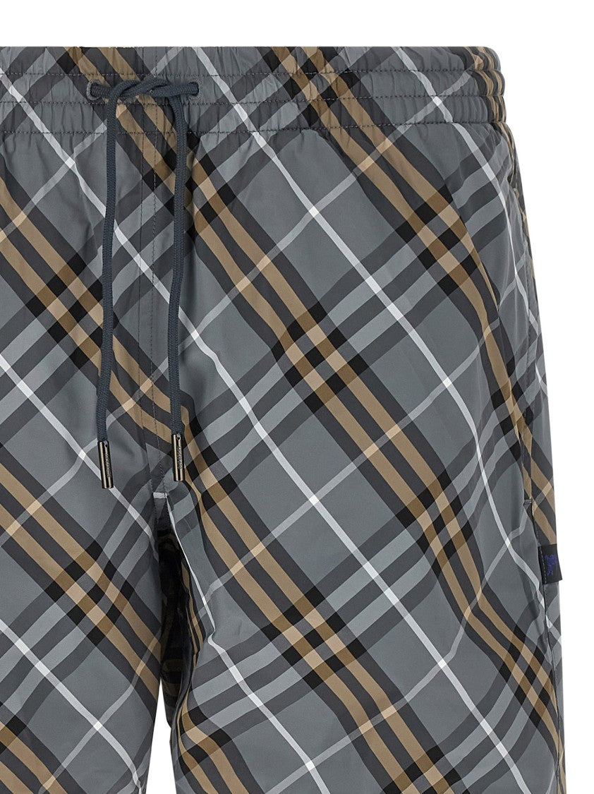 Burberry Check-Print Nylon Swim Shorts With Adjustable Drawstring