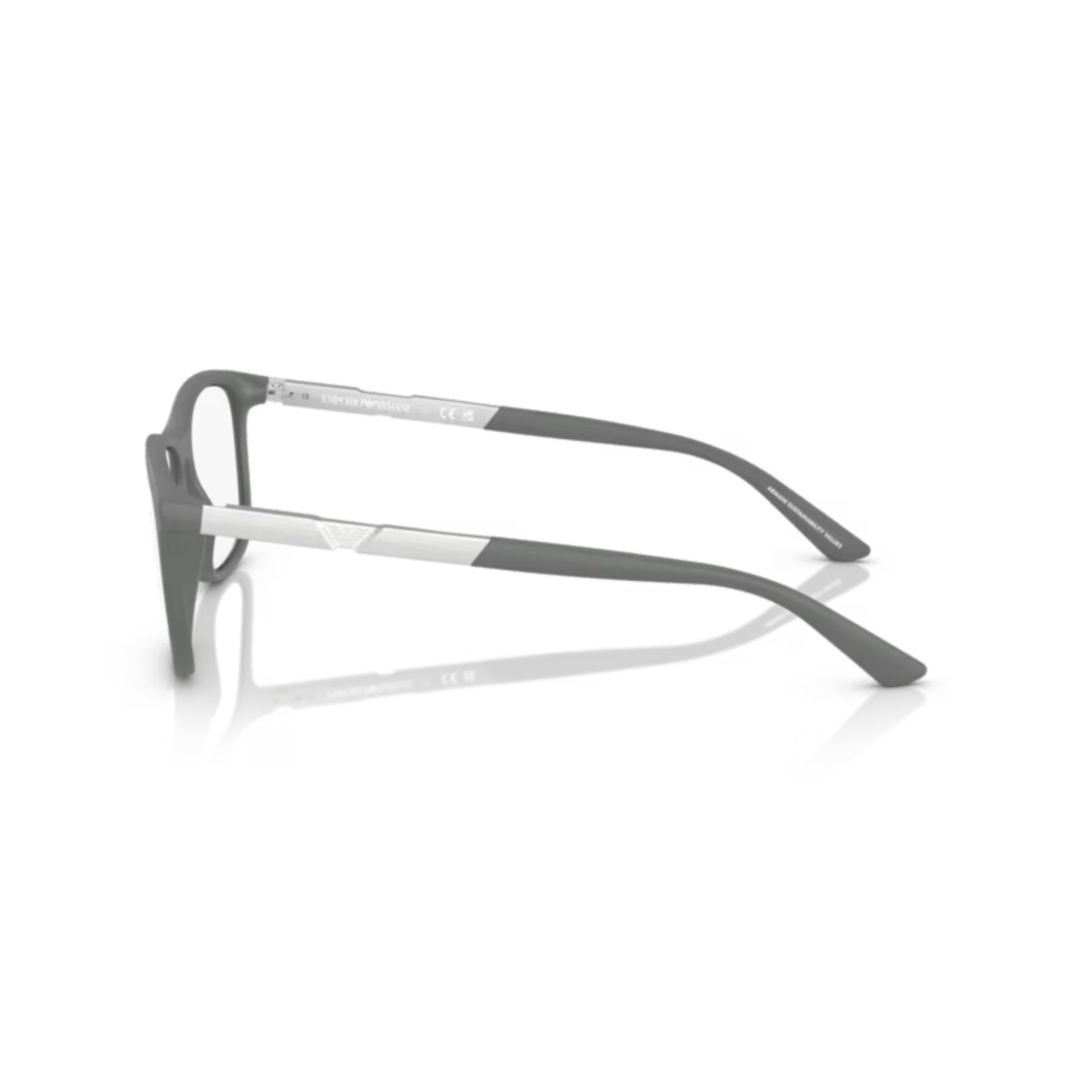 Emporio Armani 0Ea3247 Rectangular Matte Grey Eyeglasses With White Accents