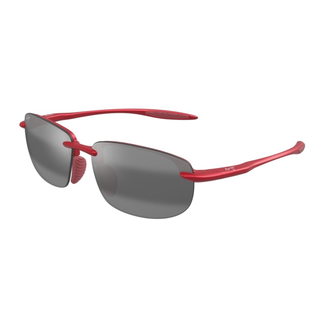 Maui Jim Hookipa Ultra Af Rimless Red Plastic Sunglasses With Rectangular Grey Lenses