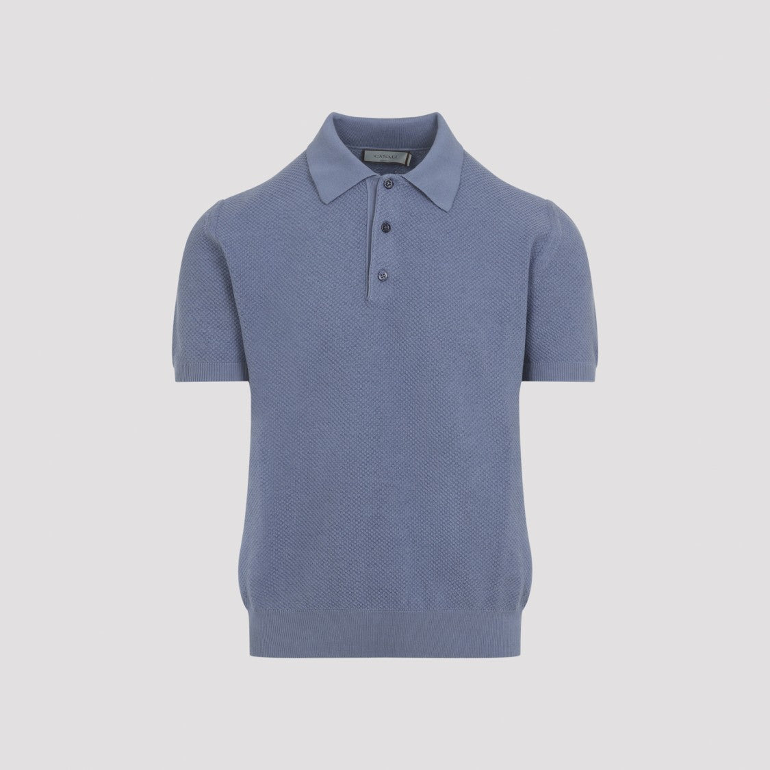 Canali Textured Knit Polo Shirt With Classic Collar