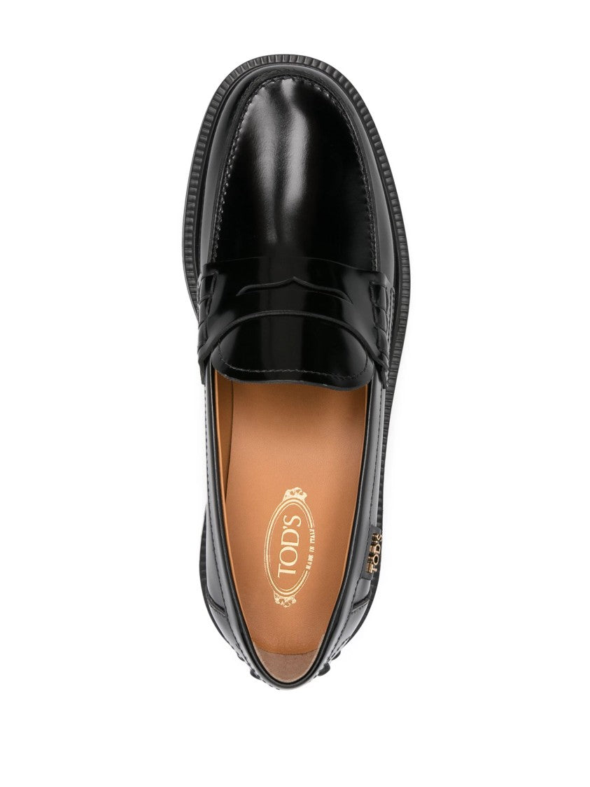 Tod's Polished Leather Moccasin With Classic Penny Strap