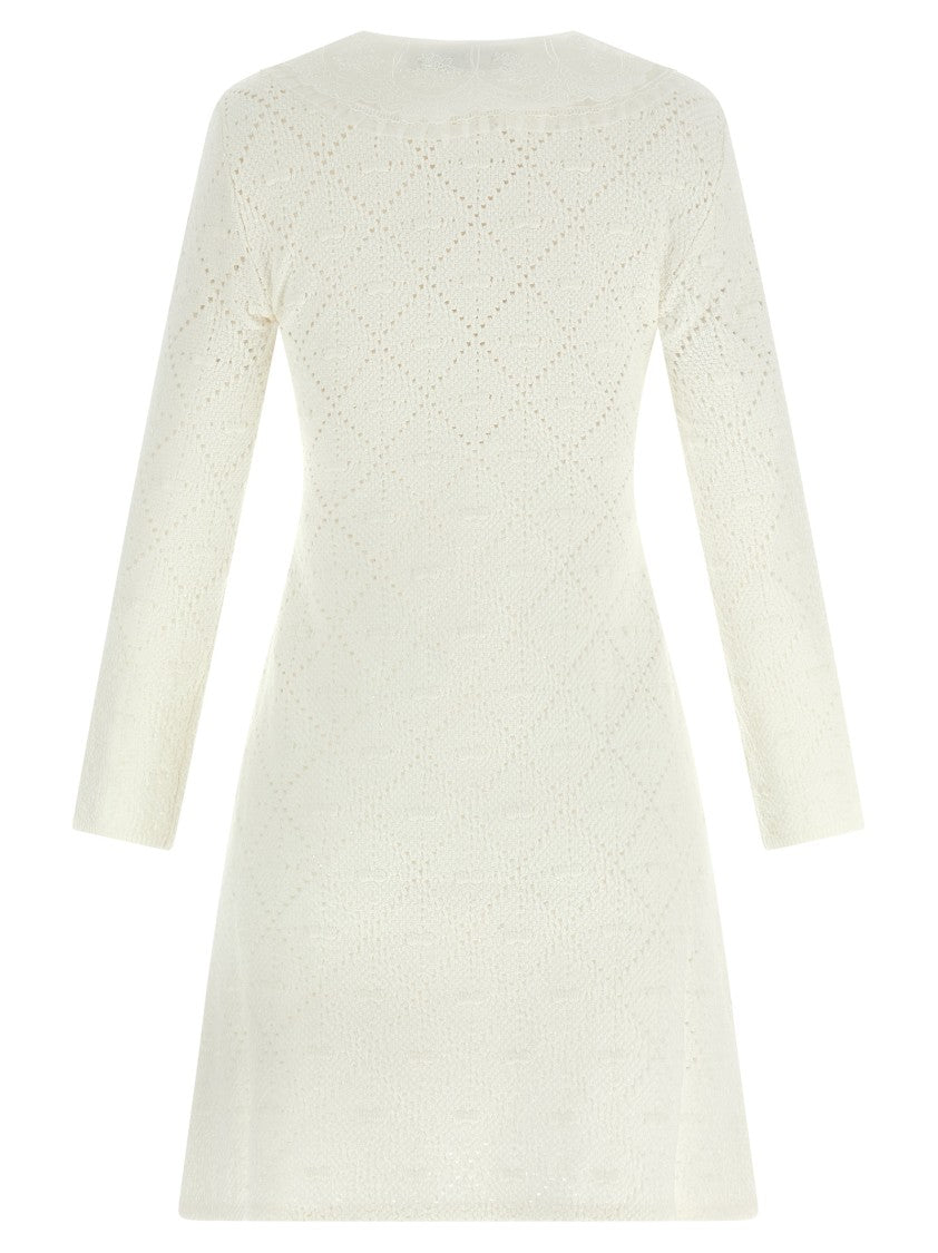 Self-Portrait Intricate Openwork Mini Dress With Embroidered Lace Collar