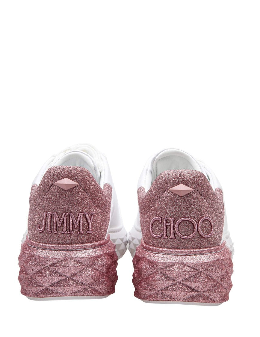 Jimmy Choo White Leather Glitter Degrade' Sneakers