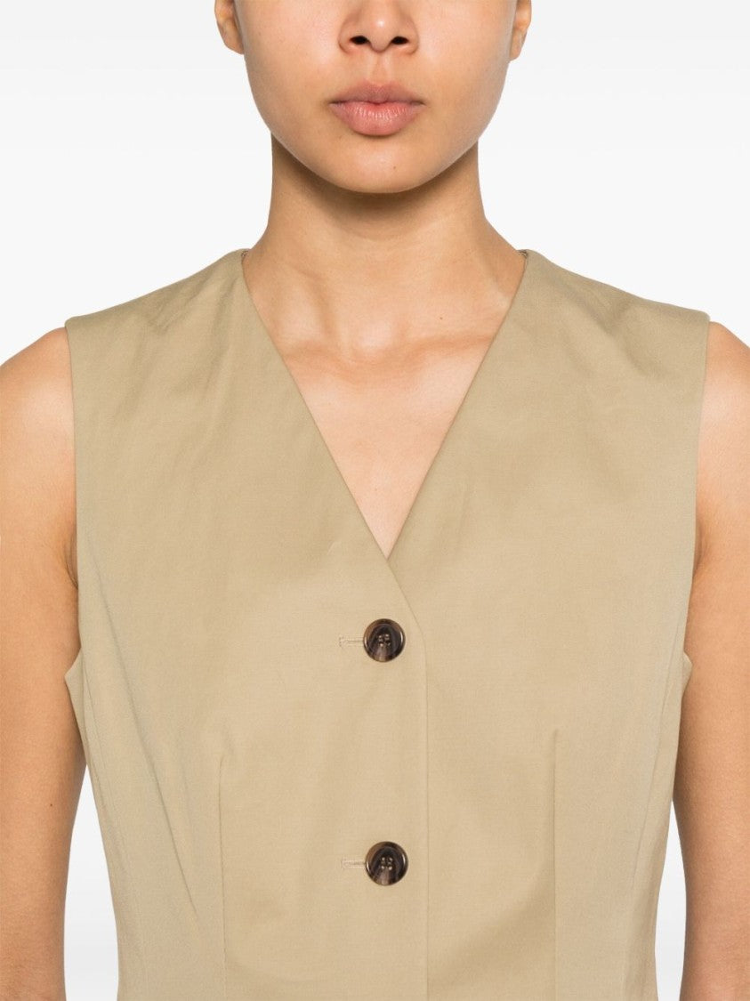 Theory Beige Cotton Blazer Dress With Flap Pockets