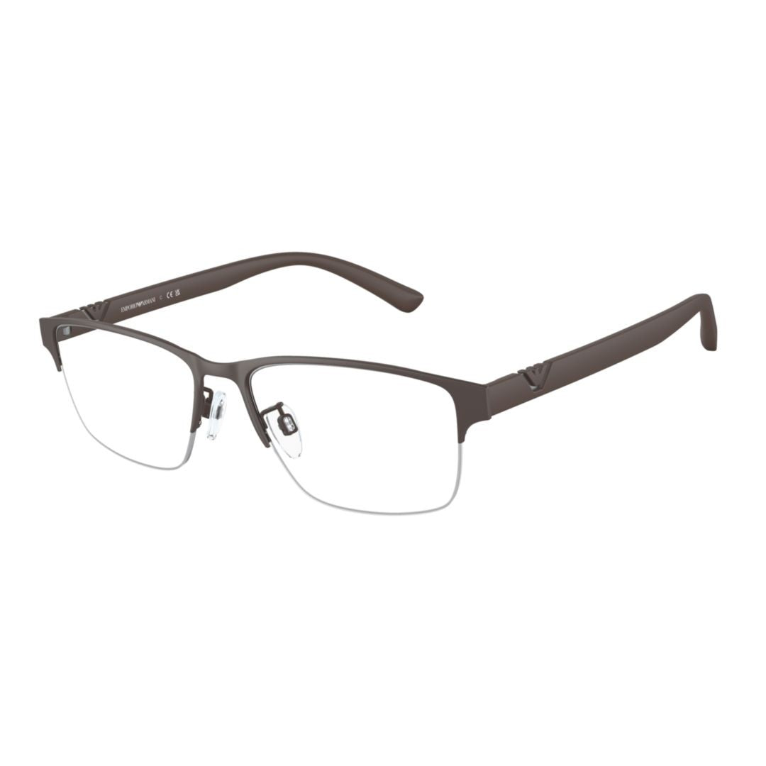 Emporio Armani 1138 Vista Matte Finish Rectangular Metal Eyeglasses With Adjustable Nose Pads