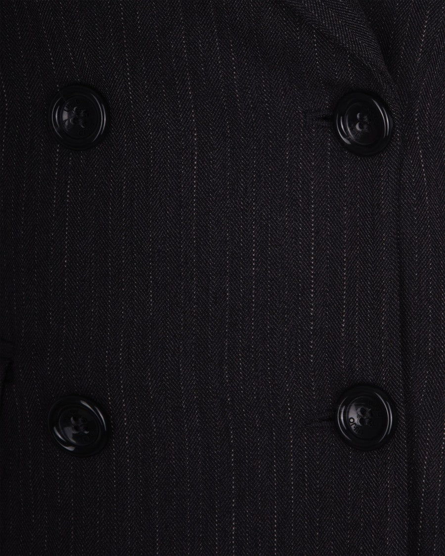 Liu Jo Dark Grey Pinstripe Double-Breasted Blazer