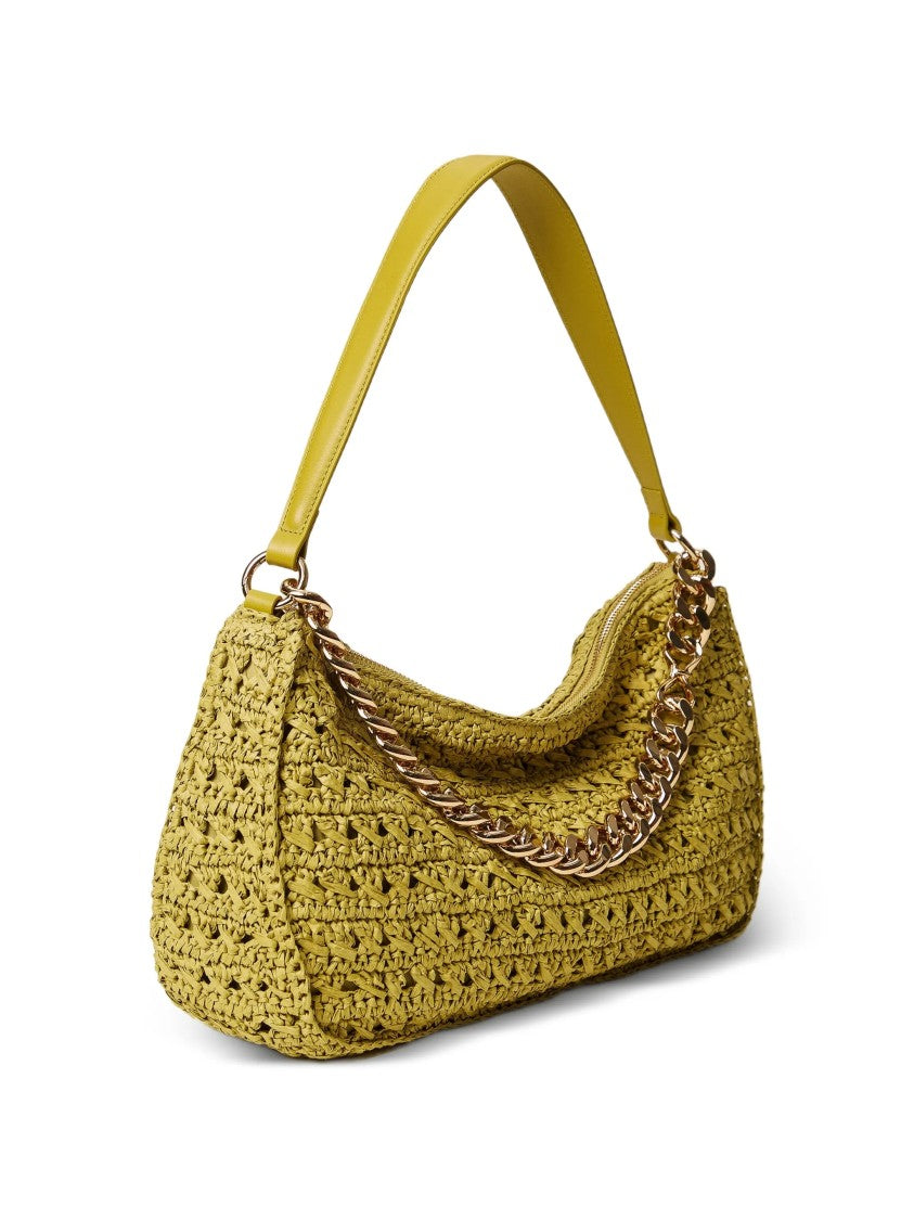Twin-Set Green Textured Woven Shoulder Bag