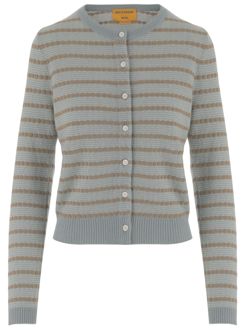 Guest In Residence All-Over Striped Cashmere Cardigan With Contrast Ribbed Cuffs