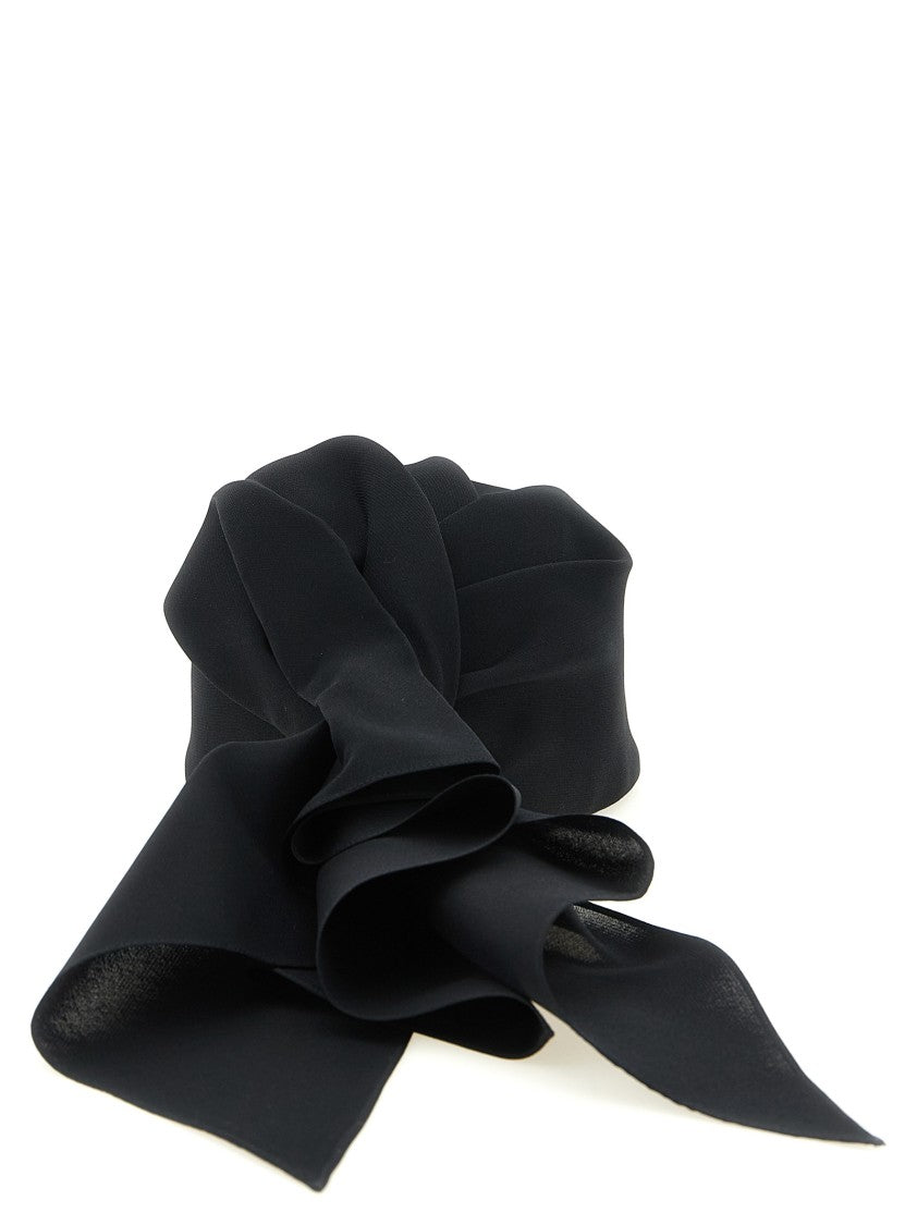 Balenciaga Sculptural Black Silk Cap With Structured Visor