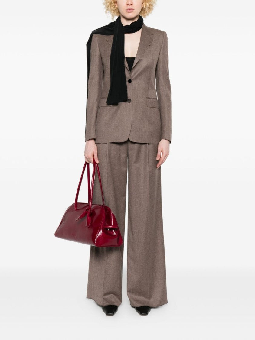 Tagliatore Brown Wool-Silk Blend Tailored Jacket