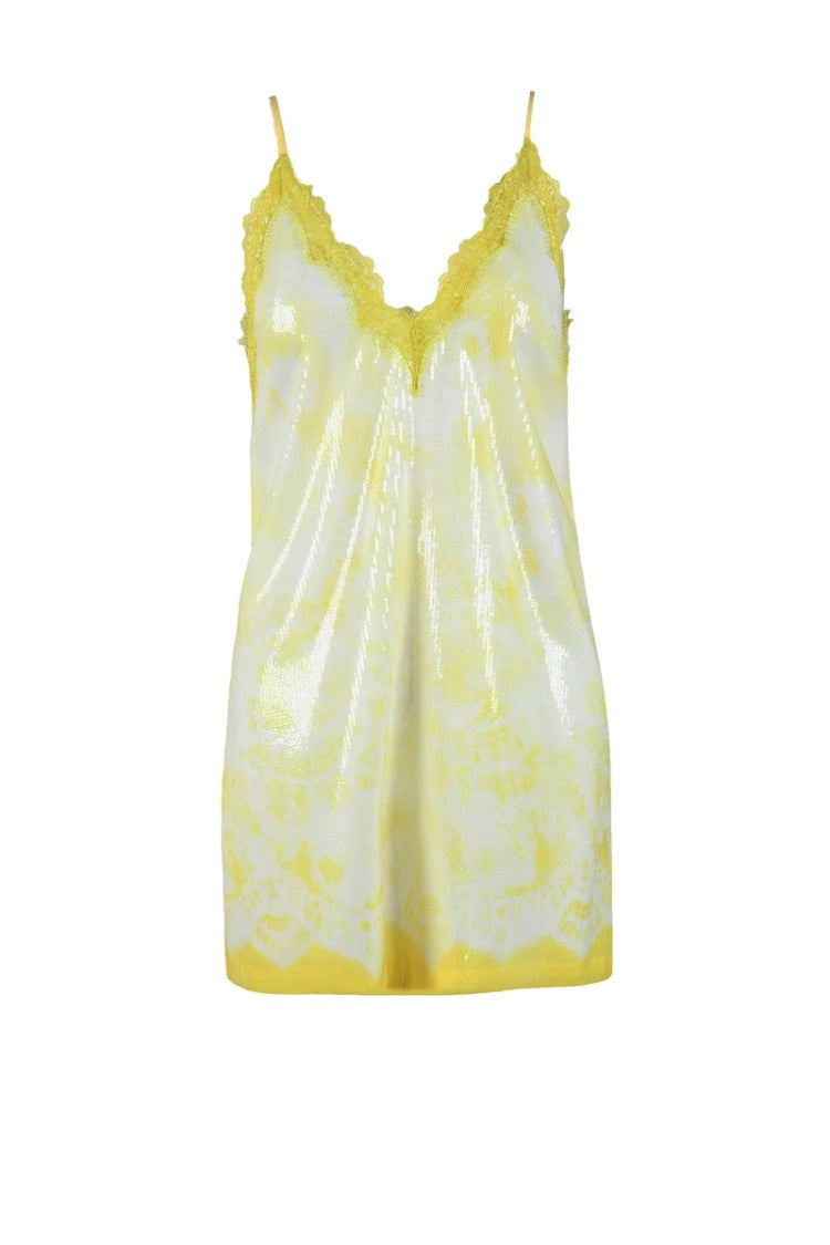 Msgm Sequin Sheath Dress - Yellow