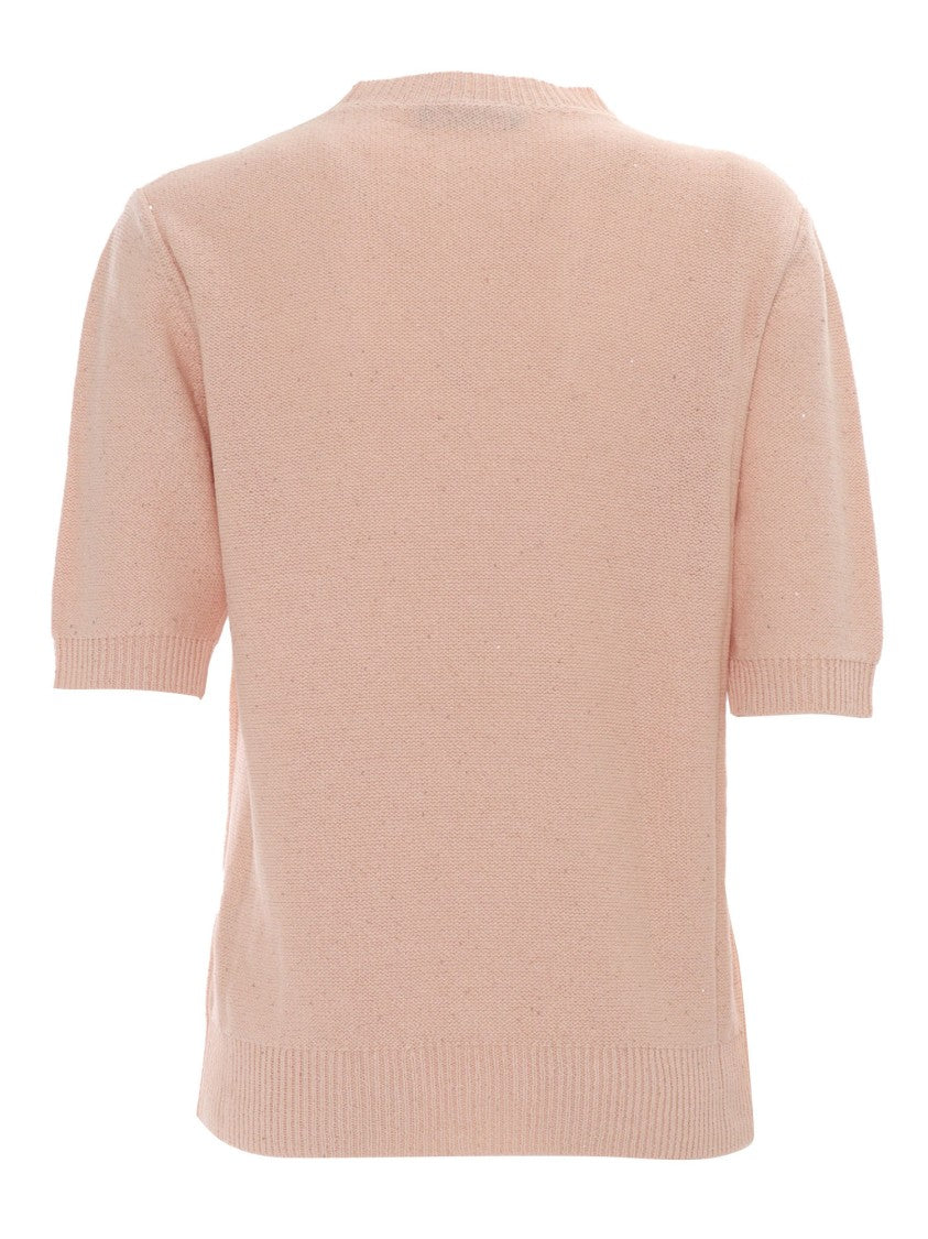 Fabiana Filippi Sequin Short Sleeve Crew Neck Sweater